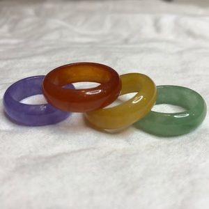 Set of Rainbow Semiprecious Stone Rings 7